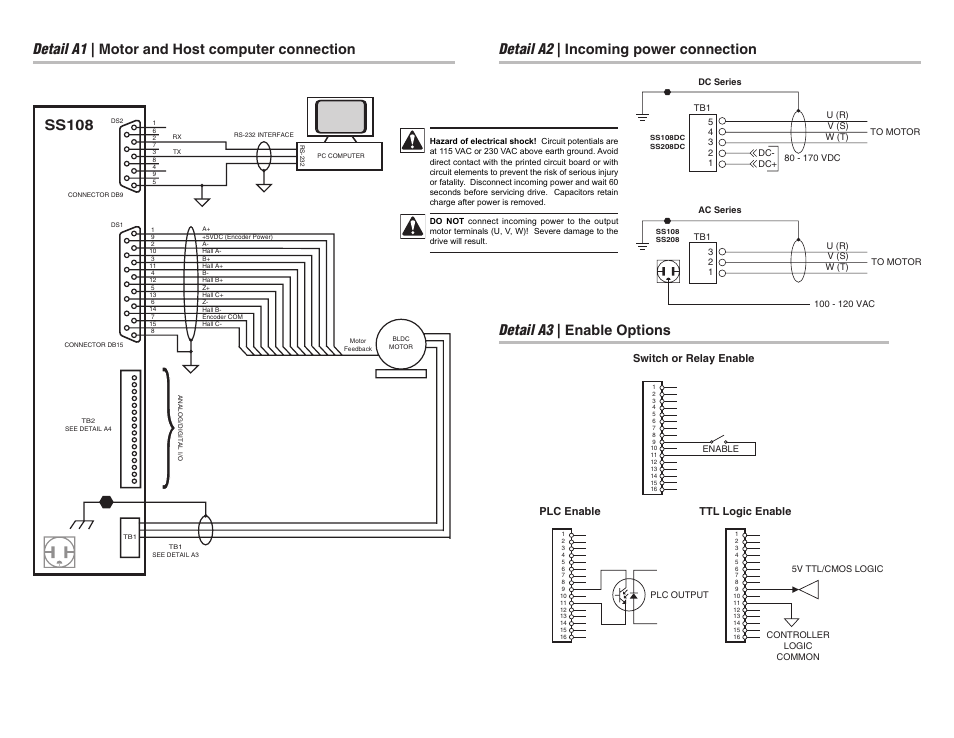 Ss108, Switch or relay enable plc enable ttl logic enable | Lenze SQT01B User Manual | Page 2 / 2