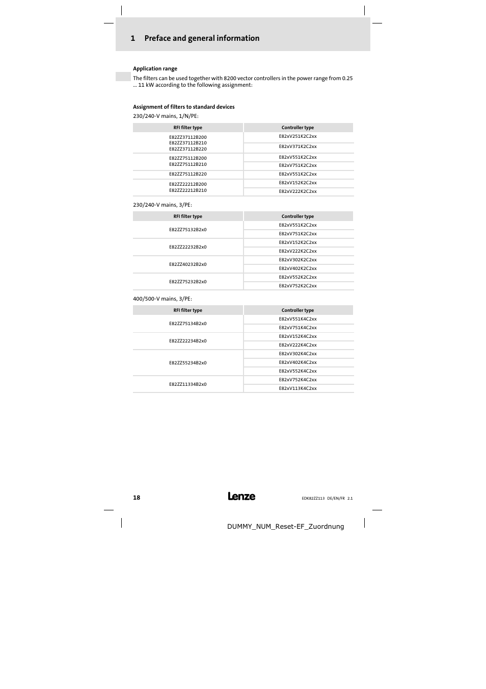 1 preface and general information | Lenze E82ZZ113 User Manual | Page 18 / 44