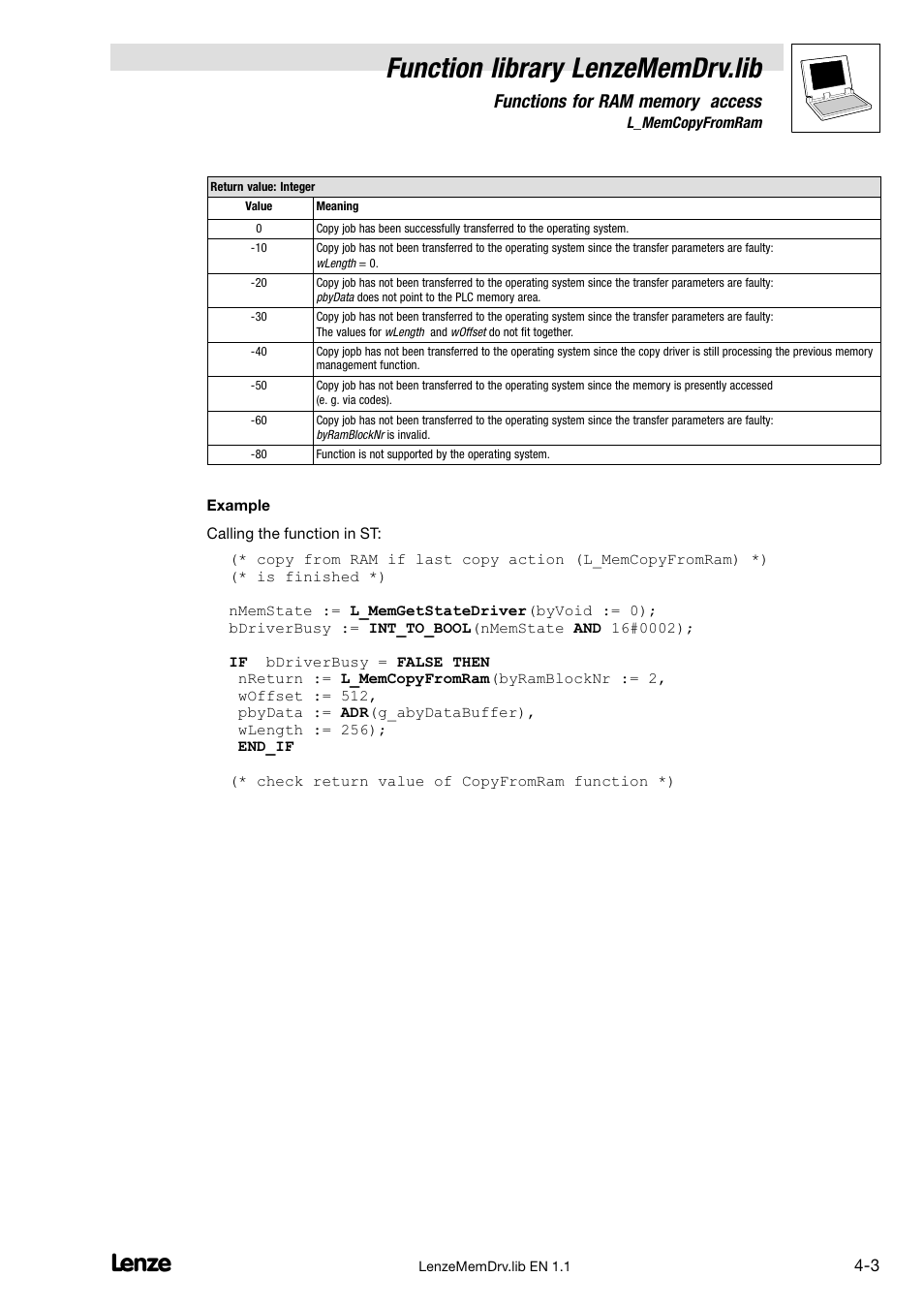 Function library lenzememdrv.lib | Lenze DDS Function library MemDrv User Manual | Page 17 / 34