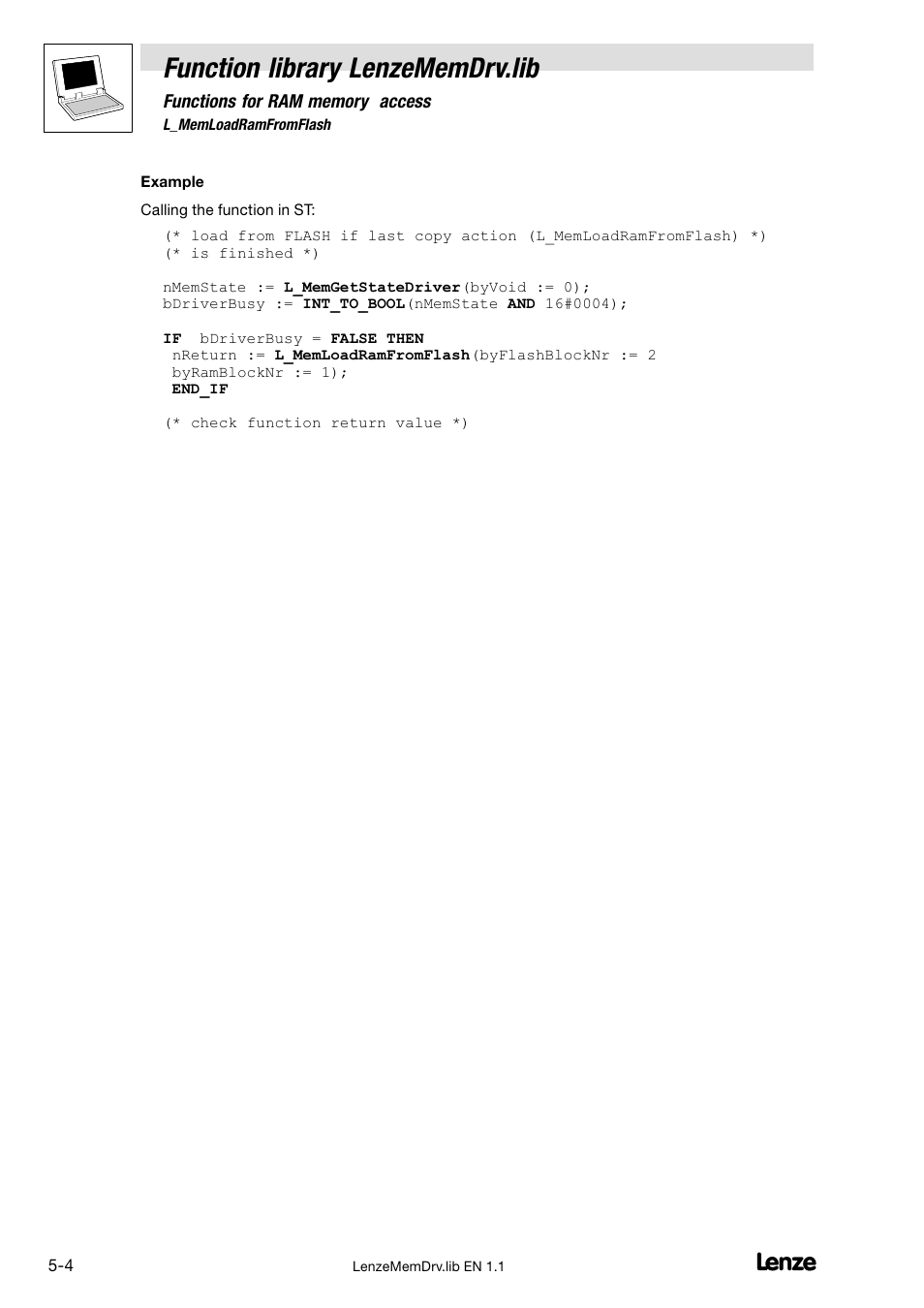 Function library lenzememdrv.lib | Lenze DDS Function library MemDrv User Manual | Page 32 / 34