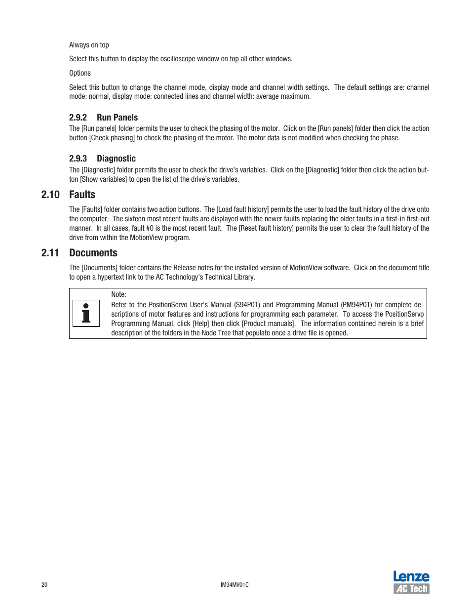 10 faults, 11 documents | Lenze IM94MV01C User Manual | Page 22 / 23