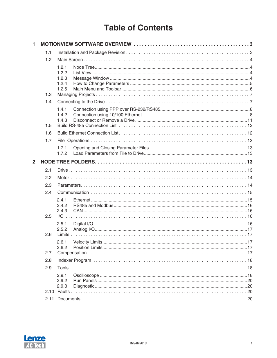 Lenze IM94MV01C User Manual | Page 3 / 23