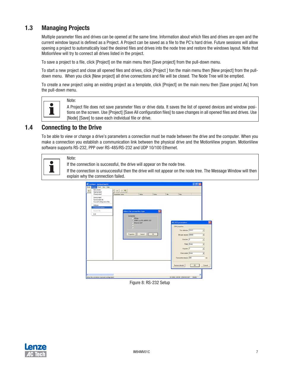 3 managing projects, 4 connecting to the drive | Lenze IM94MV01C User Manual | Page 9 / 23