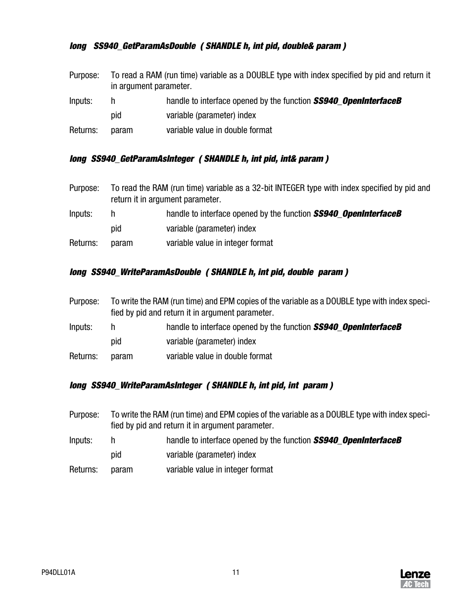 Lenze P94DLL01A User Manual | Page 11 / 14