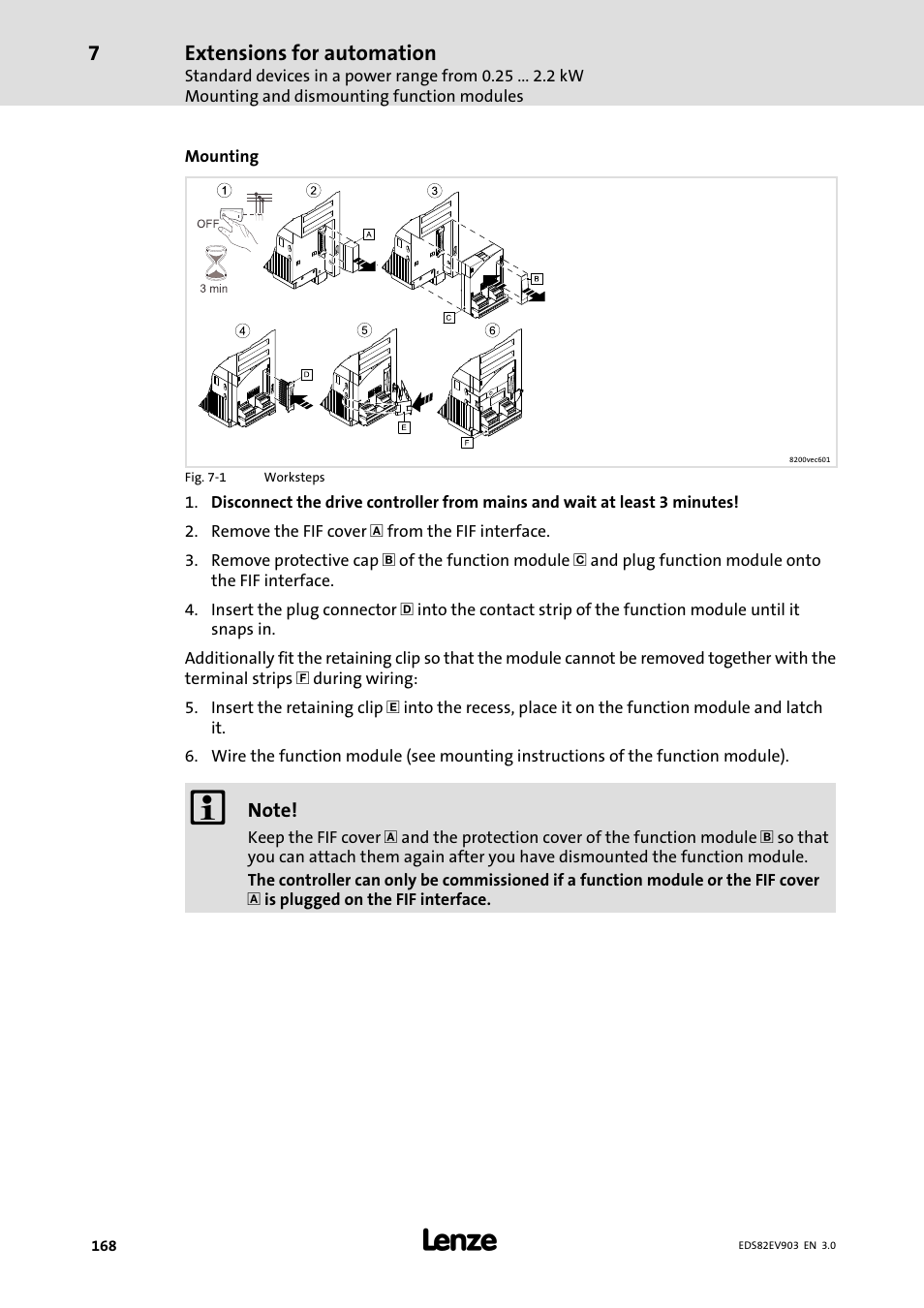 Extensions for automation | Lenze E82xVxxxKxxxxx User Manual | Page 168 / 548