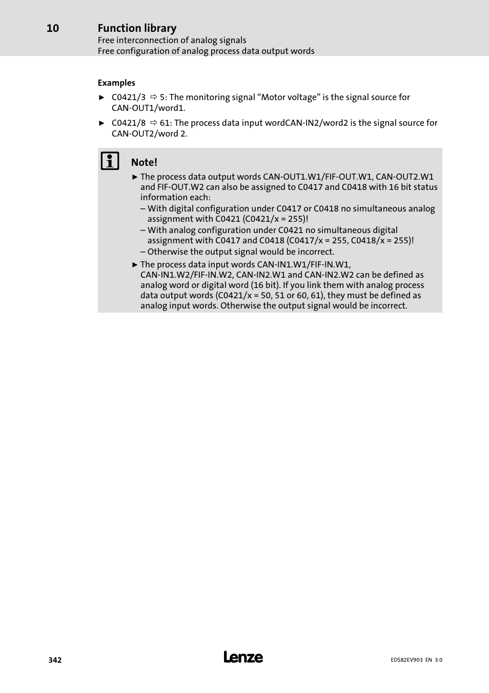 Lenze E82xVxxxKxxxxx User Manual | Page 342 / 548