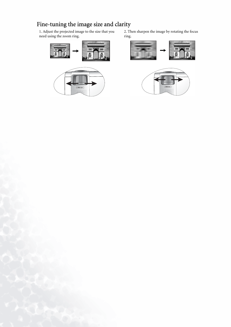 Fine-tuning the image size and clarity | BenQ PE5120 User Manual | Page 22 / 35