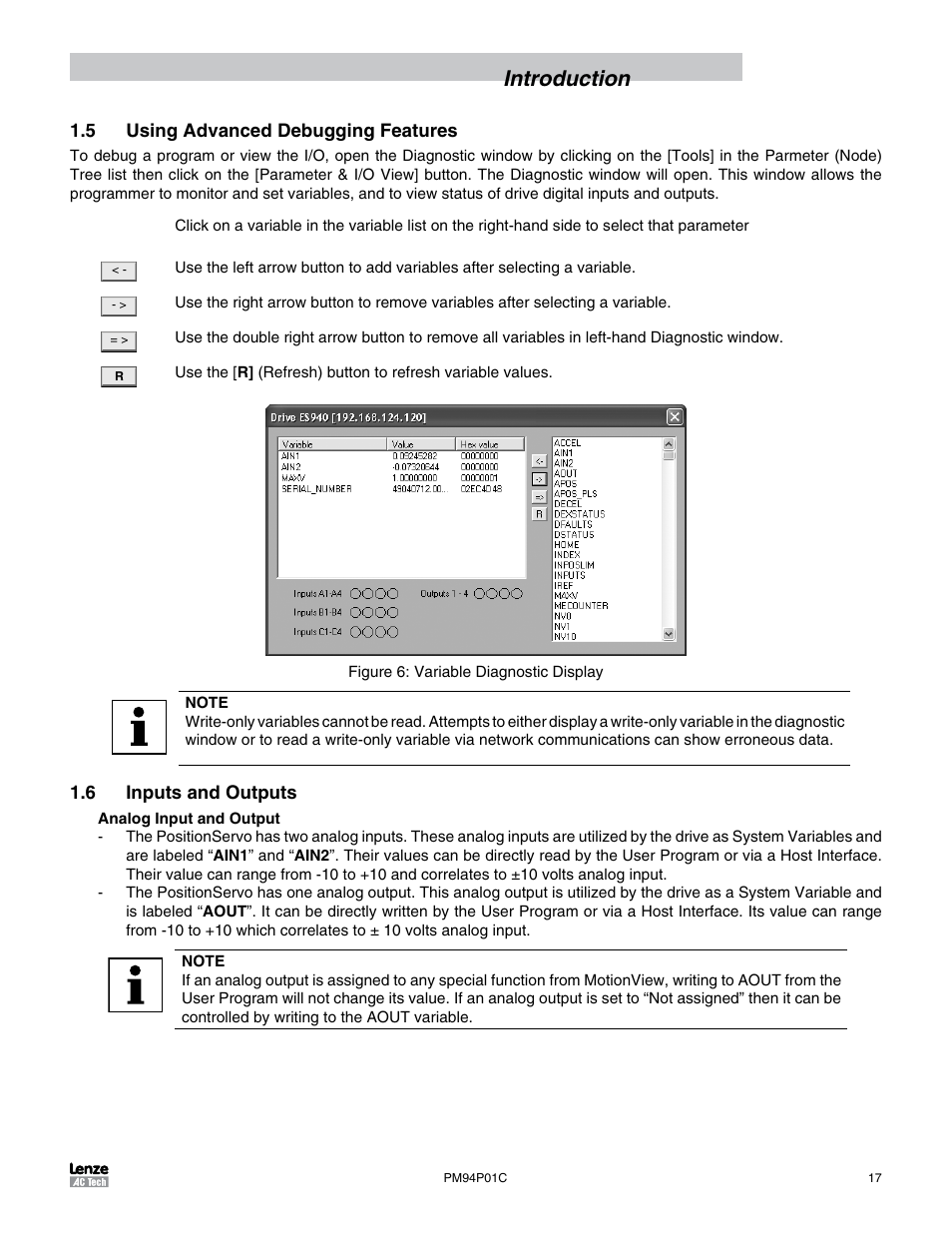 5 using advanced debugging features, 6 inputs and outputs, Introduction | Lenze PM94P01C User Manual | Page 19 / 134