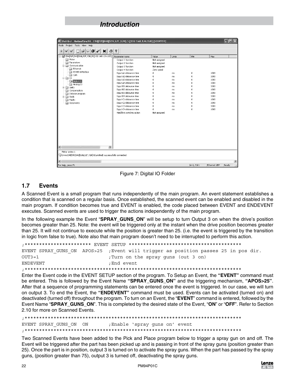 7 events, Introduction | Lenze PM94P01C User Manual | Page 24 / 134