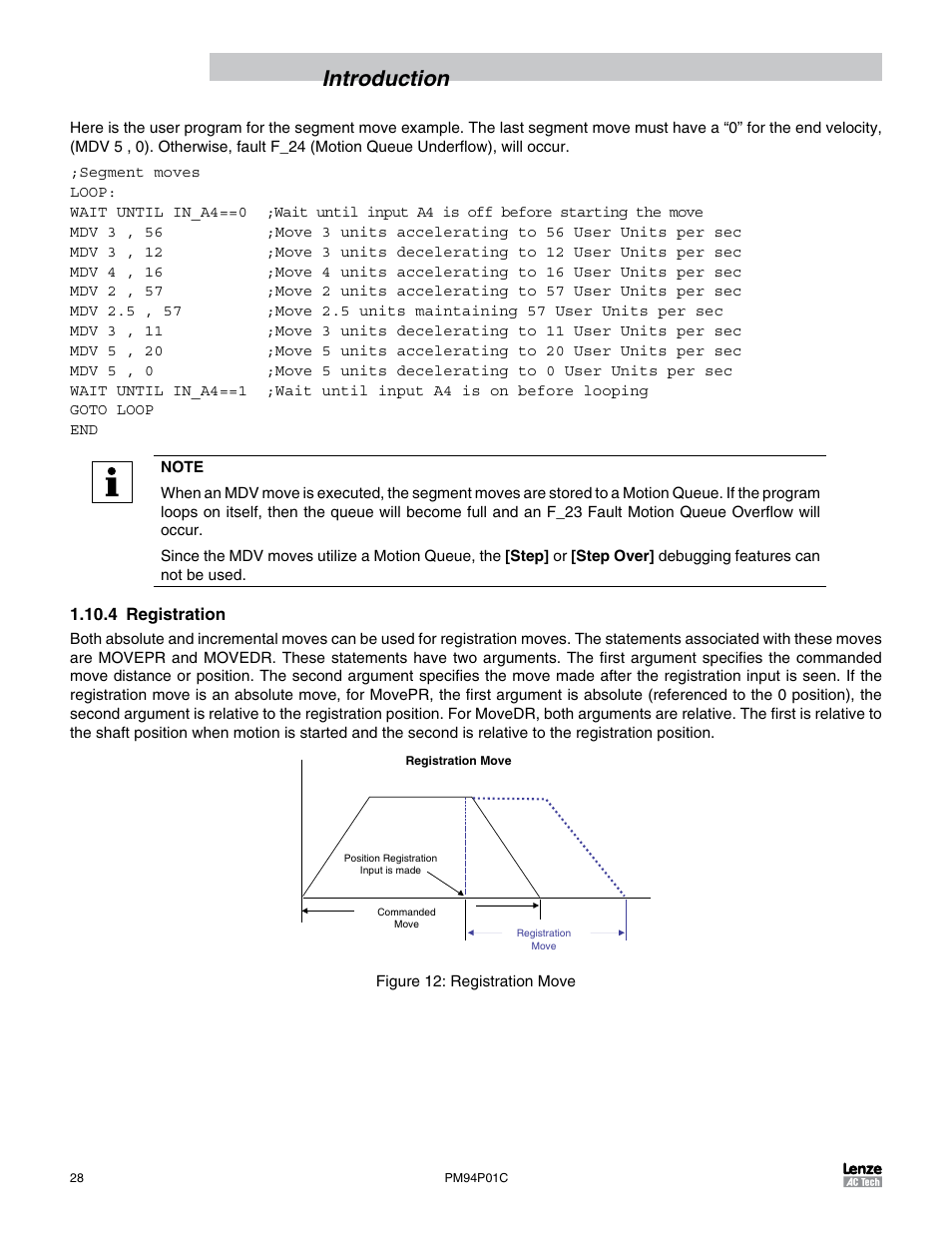 4 registration, Introduction | Lenze PM94P01C User Manual | Page 30 / 134