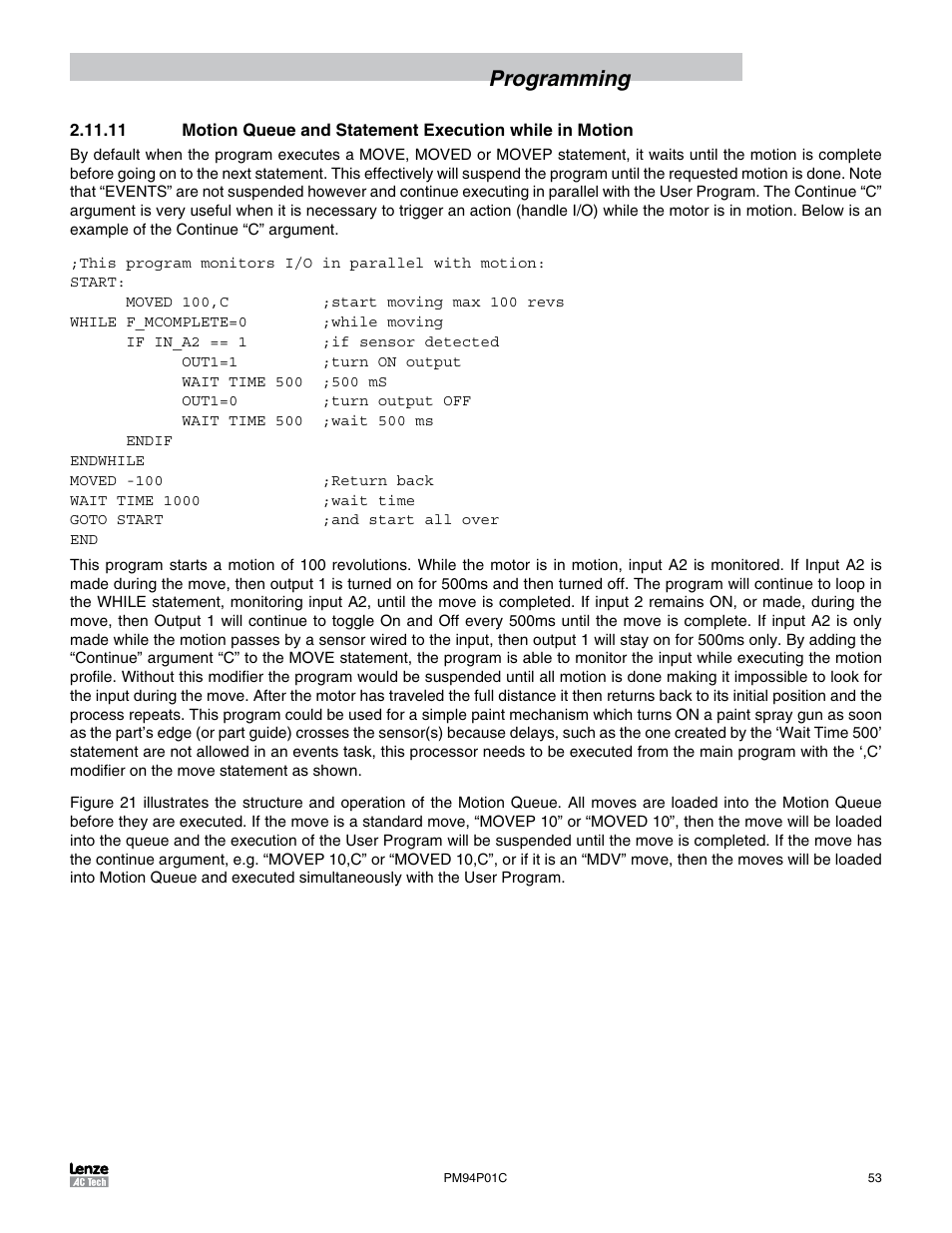 Programming | Lenze PM94P01C User Manual | Page 55 / 134