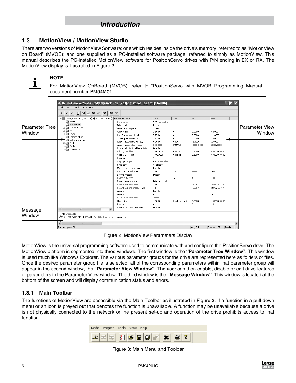 3 motionview / motionview studio, 1 main toolbar, Introduction | Lenze PM94P01C User Manual | Page 8 / 134