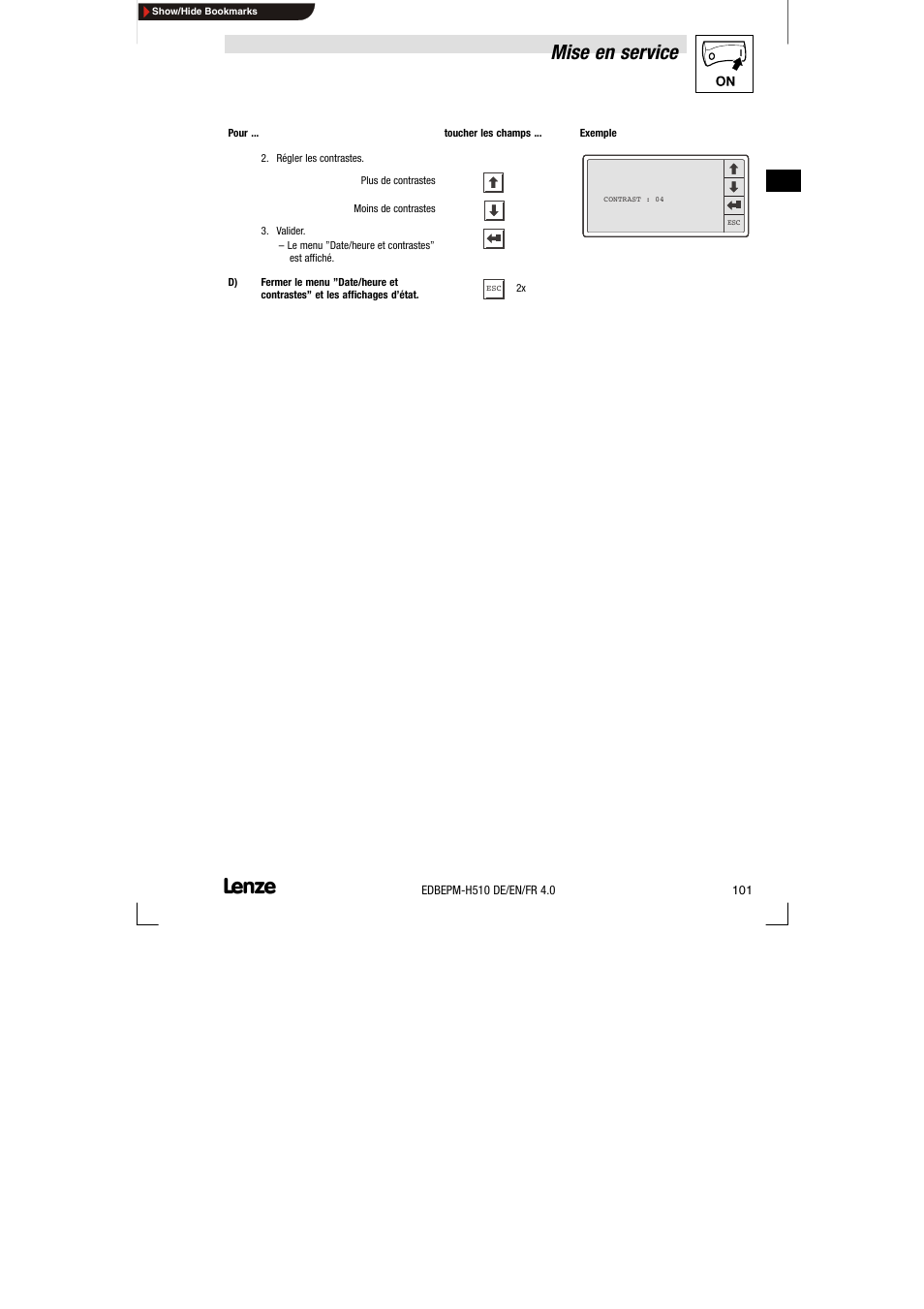 Mise en service | Lenze EPM-H510 User Manual | Page 101 / 118