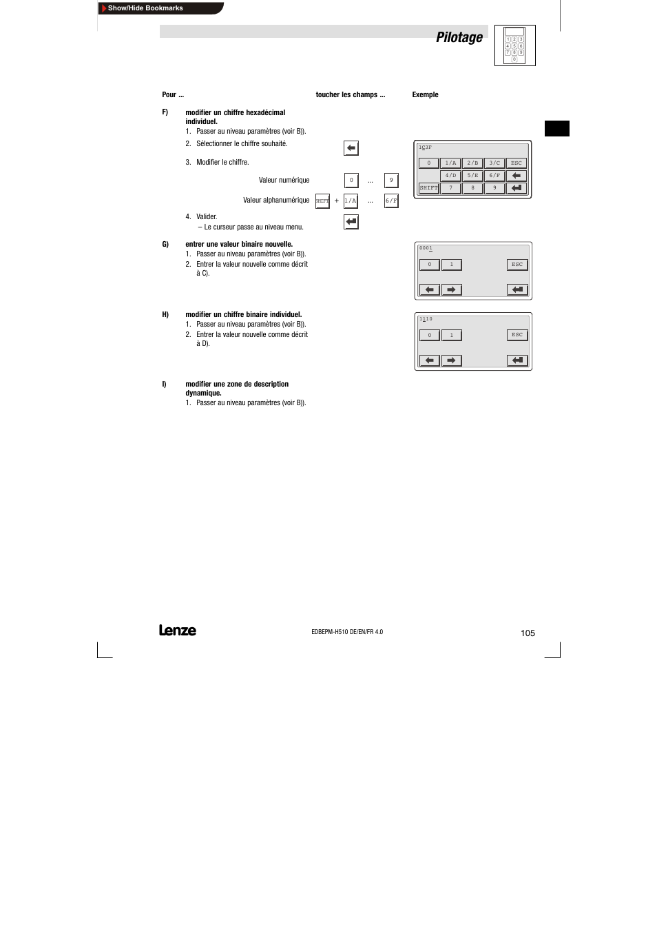 Pilotage | Lenze EPM-H510 User Manual | Page 105 / 118