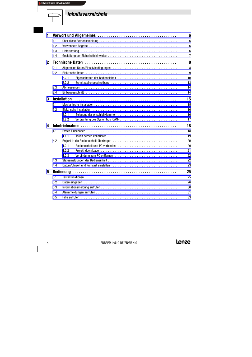 Lenze EPM-H510 User Manual | Page 4 / 118