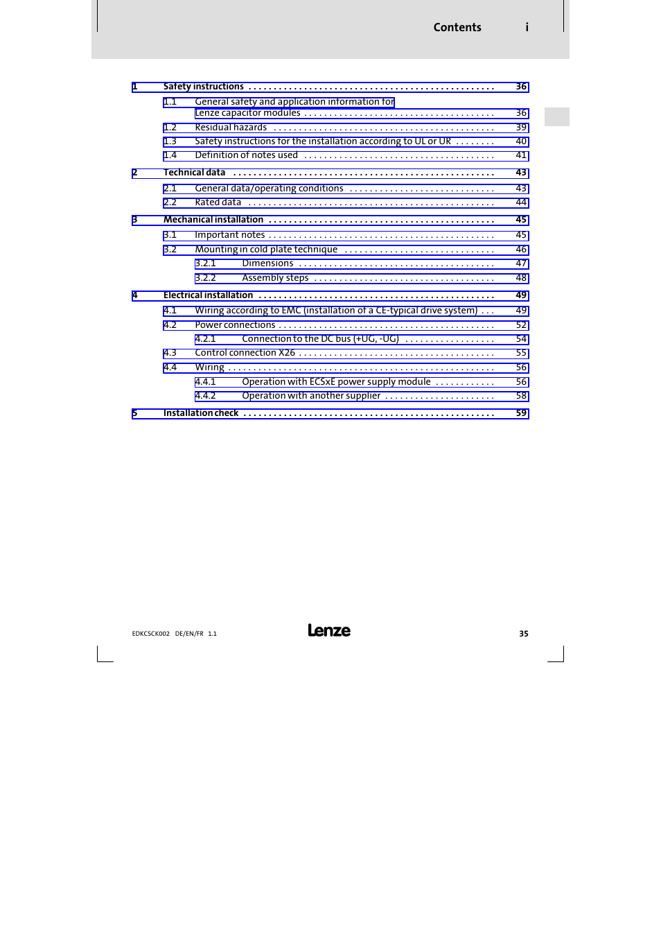 Lenze ECSCKxxx User Manual | Page 35 / 90