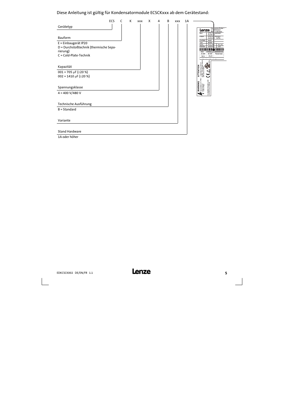 Diese anleitung ist gültig für | Lenze ECSCKxxx User Manual | Page 5 / 90