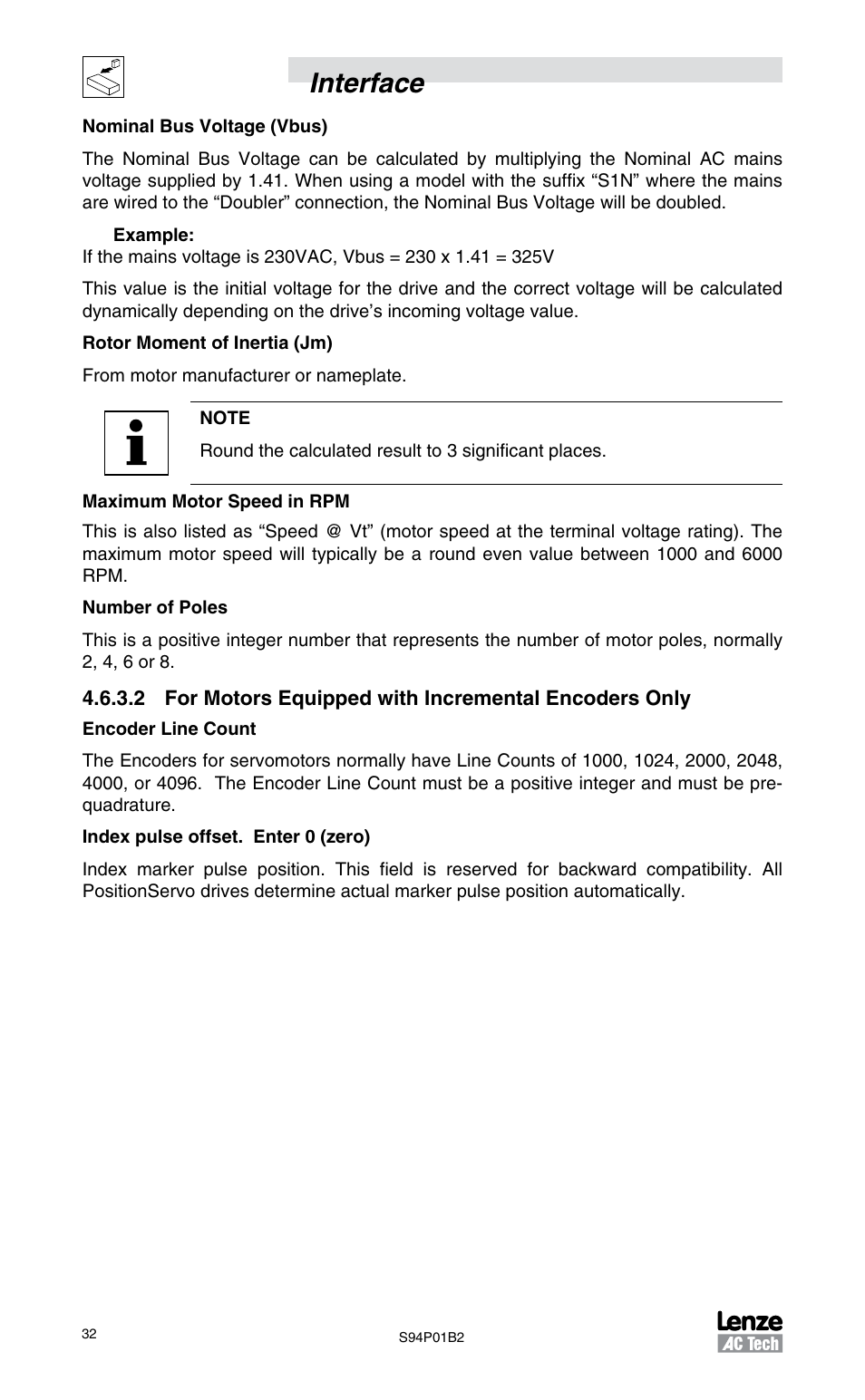 Interface | Lenze S94P01B2 User Manual | Page 34 / 76