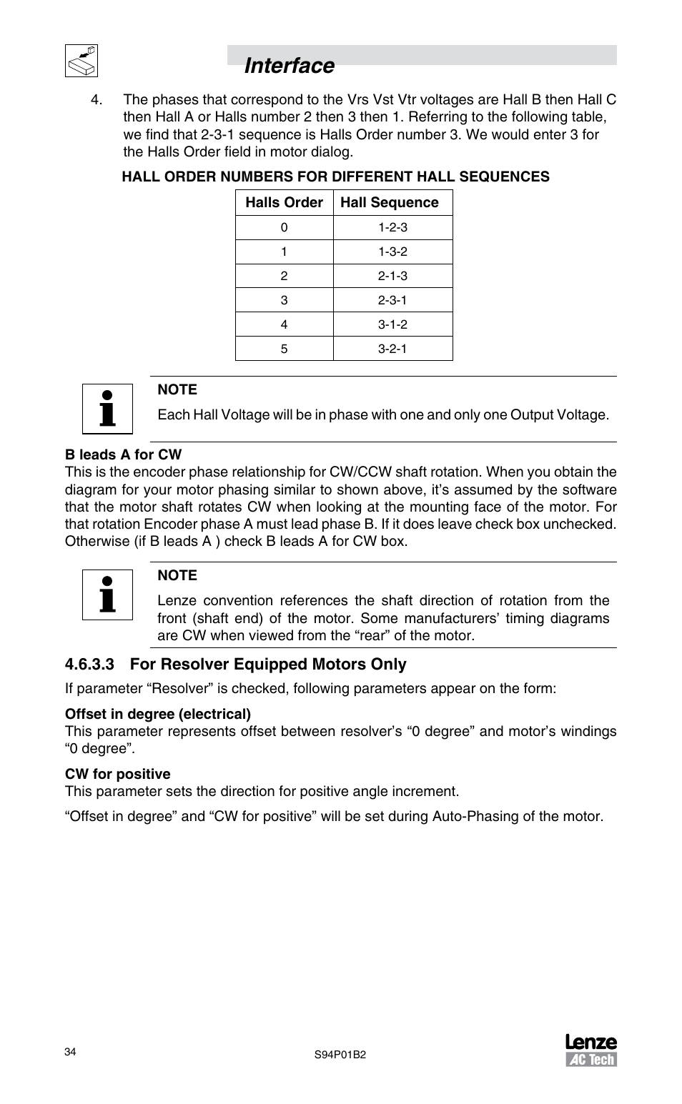 Interface | Lenze S94P01B2 User Manual | Page 36 / 76