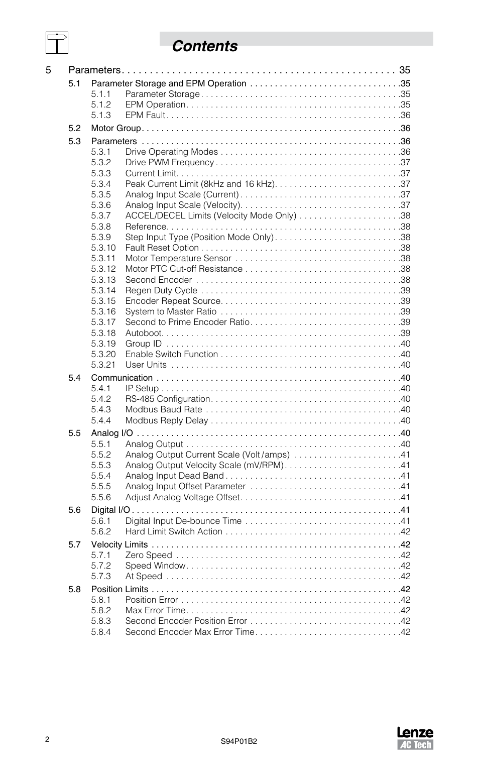 Lenze S94P01B2 User Manual | Page 4 / 76