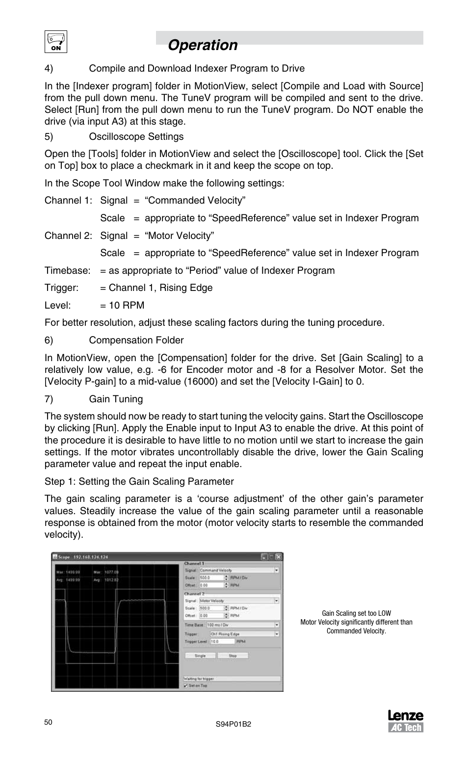 Operation | Lenze S94P01B2 User Manual | Page 52 / 76