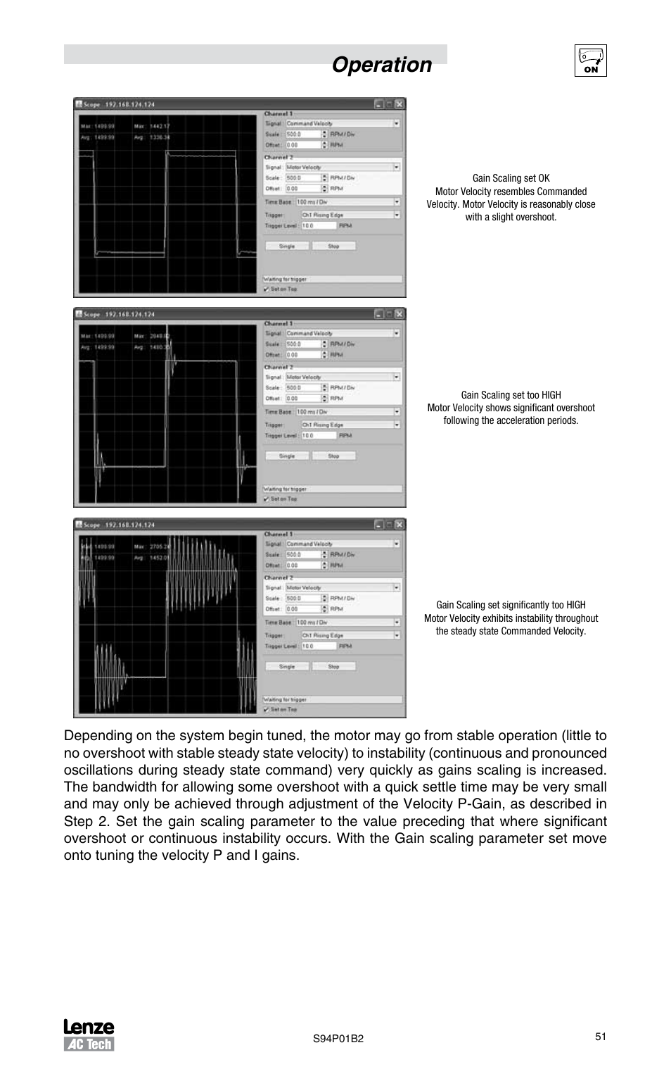 Operation | Lenze S94P01B2 User Manual | Page 53 / 76