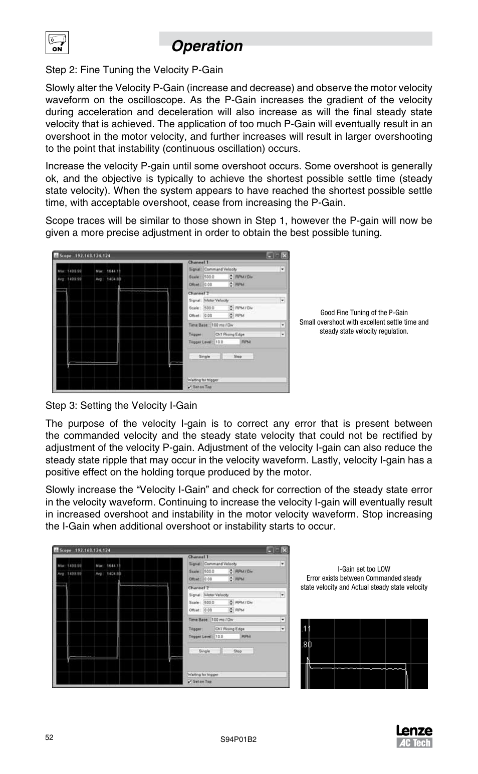 Operation | Lenze S94P01B2 User Manual | Page 54 / 76