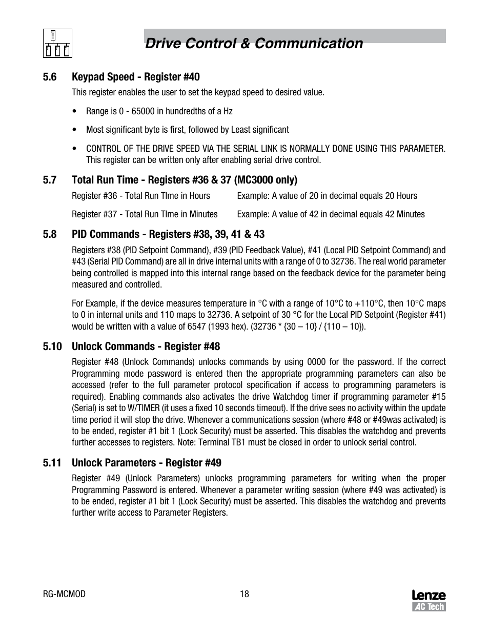 Drive control & communication | Lenze MC Series Drives User Manual | Page 22 / 35