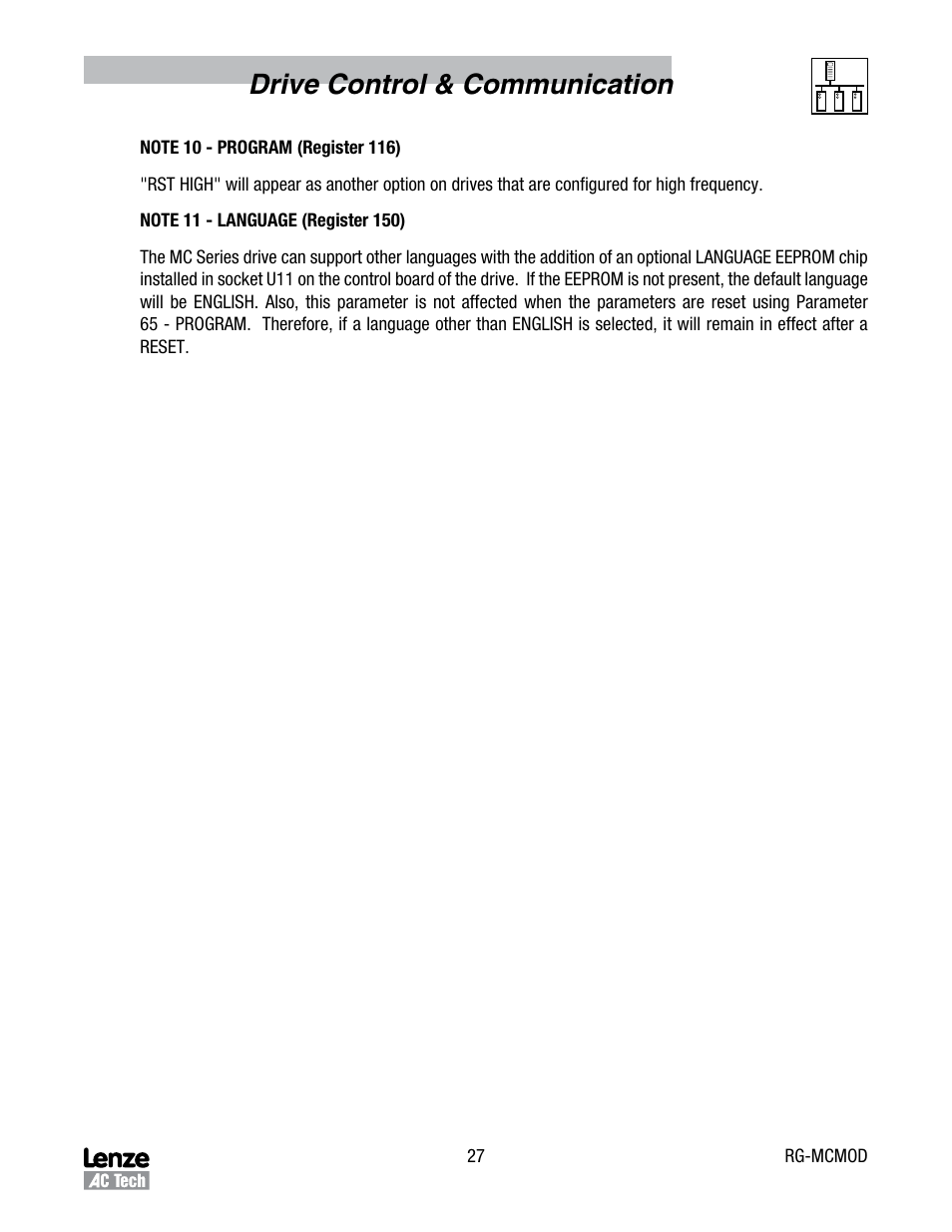 Drive control & communication | Lenze MC Series Drives User Manual | Page 31 / 35