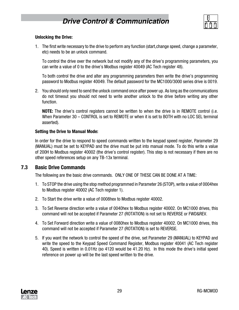 Drive control & communication | Lenze MC Series Drives User Manual | Page 33 / 35