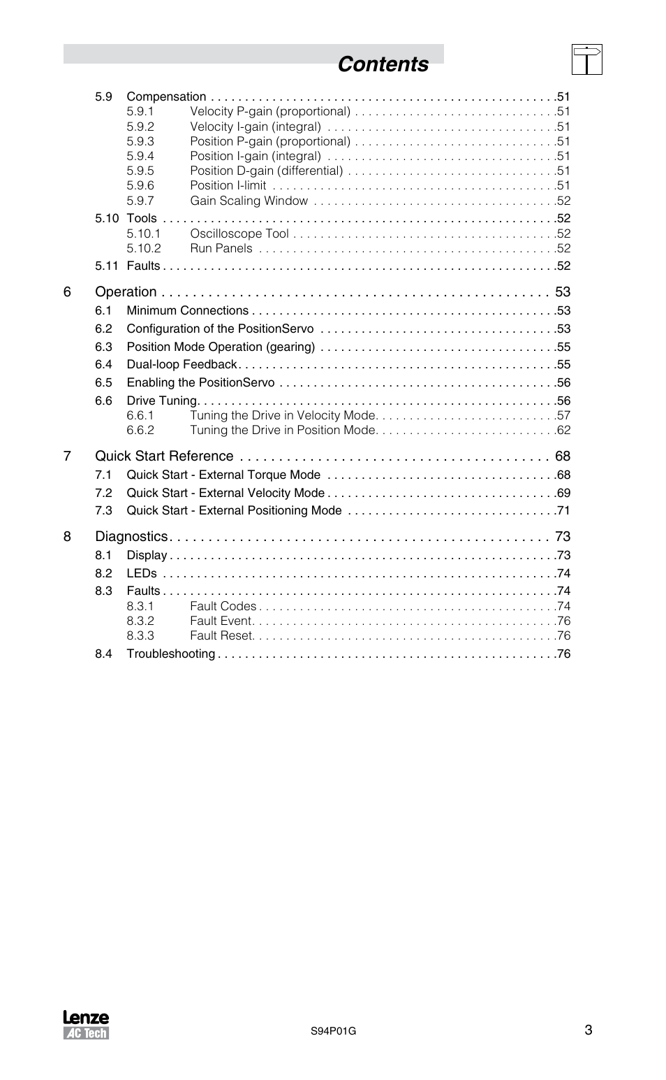 Lenze S94P01G Position Servo User Manual | Page 5 / 84