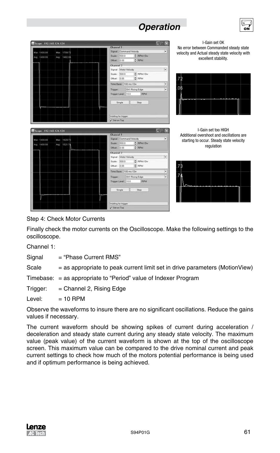 Operation | Lenze S94P01G Position Servo User Manual | Page 63 / 84