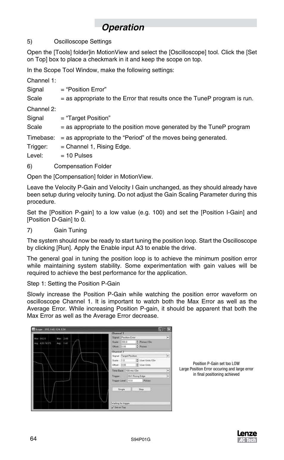 Operation | Lenze S94P01G Position Servo User Manual | Page 66 / 84