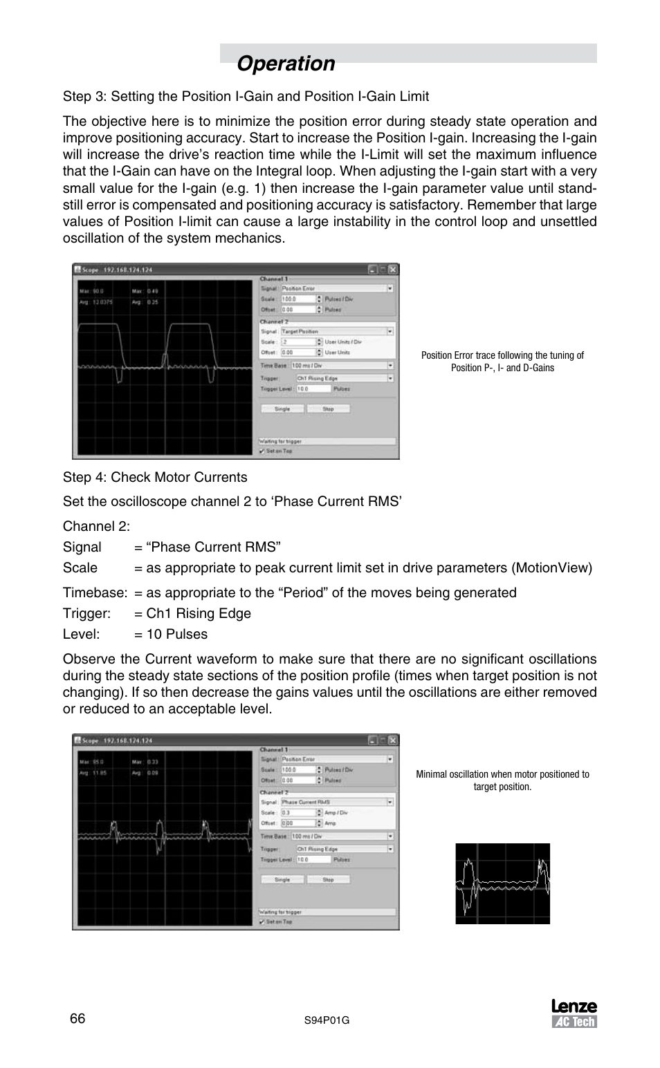 Operation | Lenze S94P01G Position Servo User Manual | Page 68 / 84