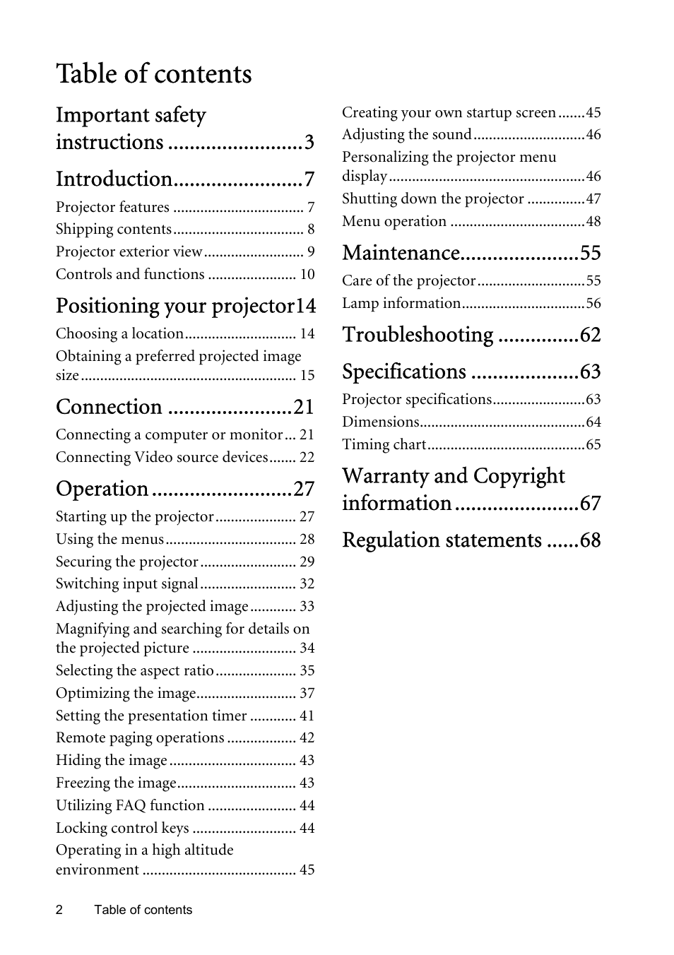 BenQ MP730 User Manual | Page 2 / 68