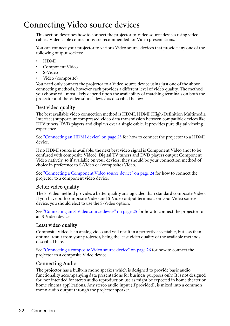 Connecting video source devices | BenQ MP730 User Manual | Page 22 / 68