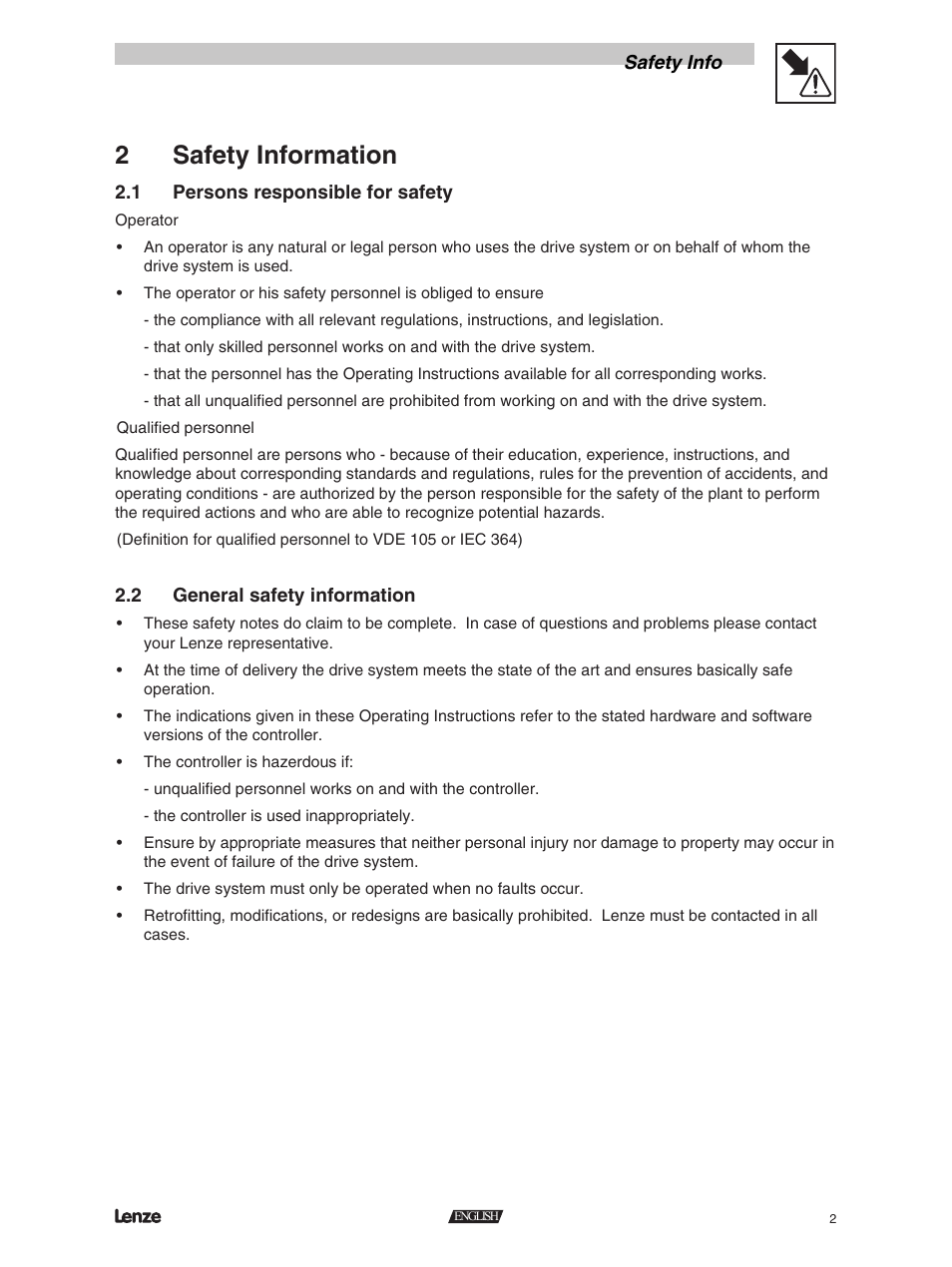 2safety information | Lenze RS-485 module User Manual | Page 4 / 11