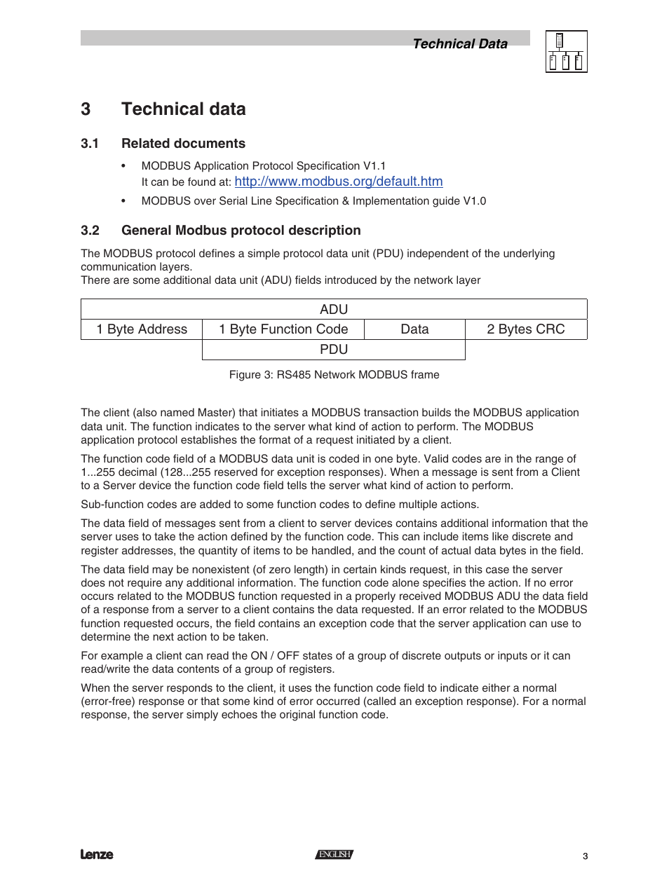 3technical data | Lenze RS-485 module User Manual | Page 5 / 11