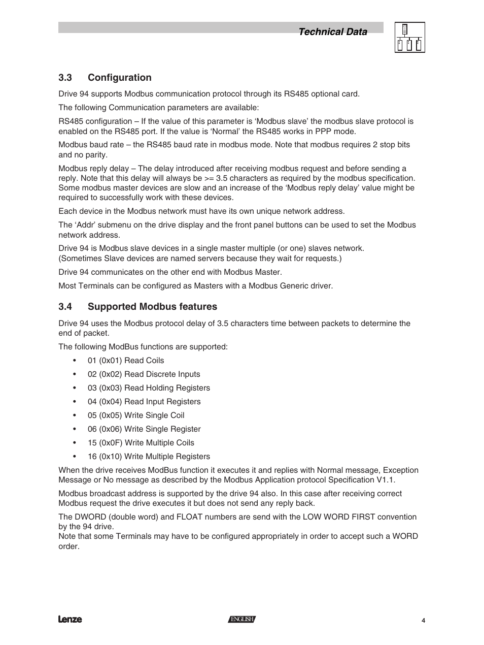 Lenze RS-485 module User Manual | Page 6 / 11