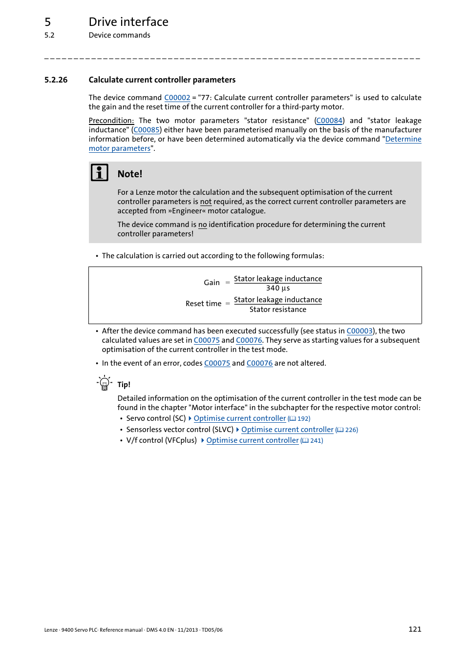 26 calculate current controller parameters, 5drive interface | Lenze E94AxPExxxx User Manual | Page 121 / 976