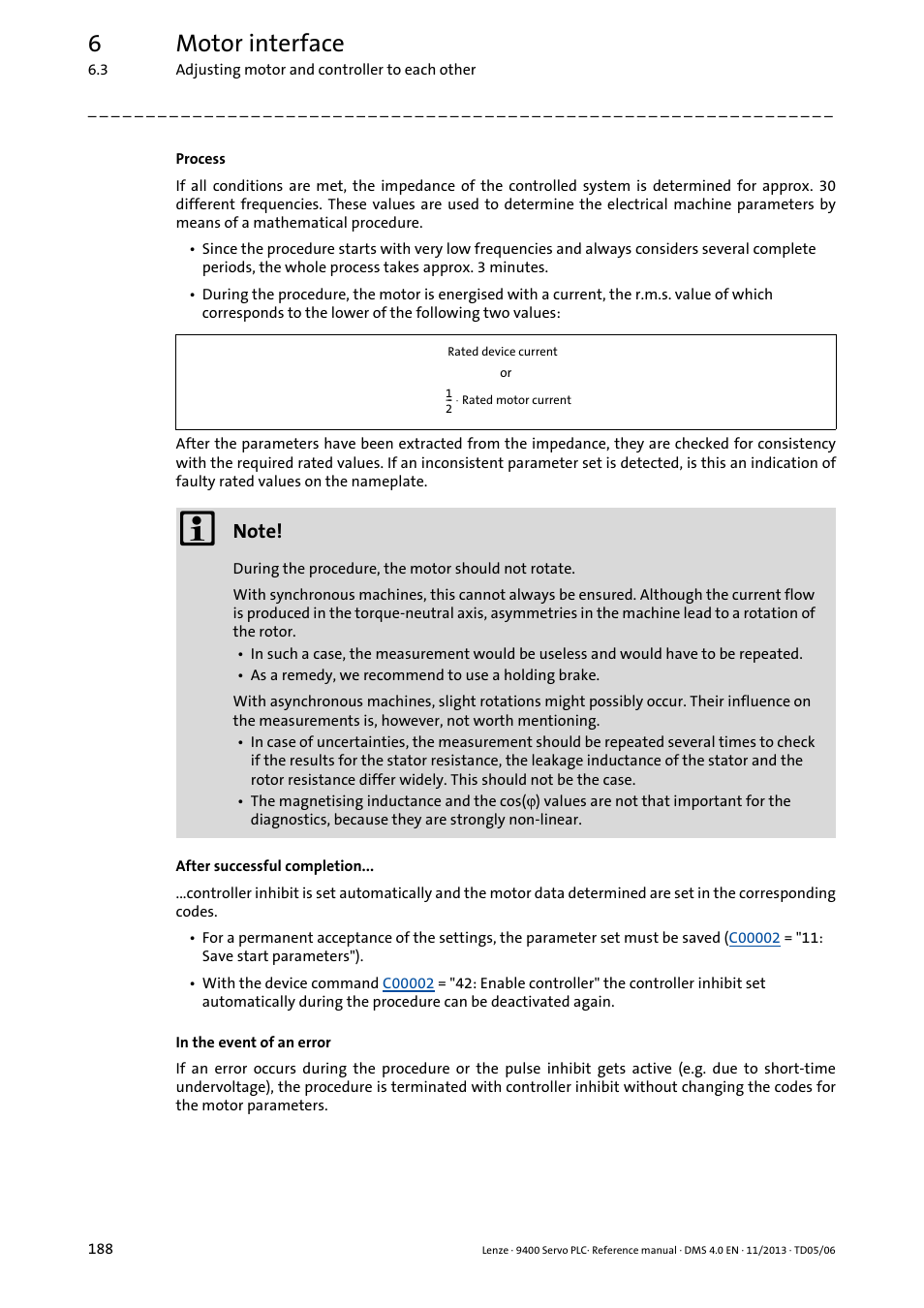 6motor interface | Lenze E94AxPExxxx User Manual | Page 188 / 976