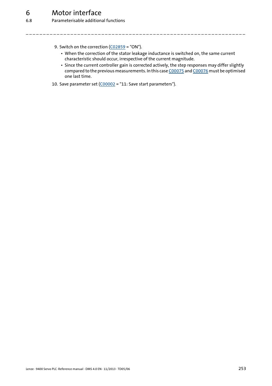 6motor interface | Lenze E94AxPExxxx User Manual | Page 253 / 976