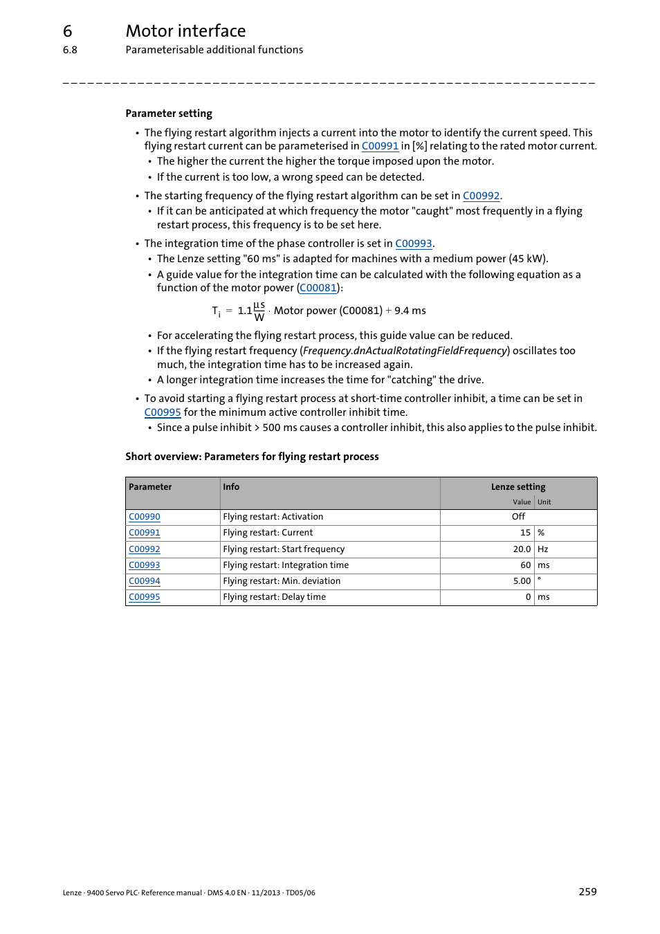 6motor interface | Lenze E94AxPExxxx User Manual | Page 259 / 976