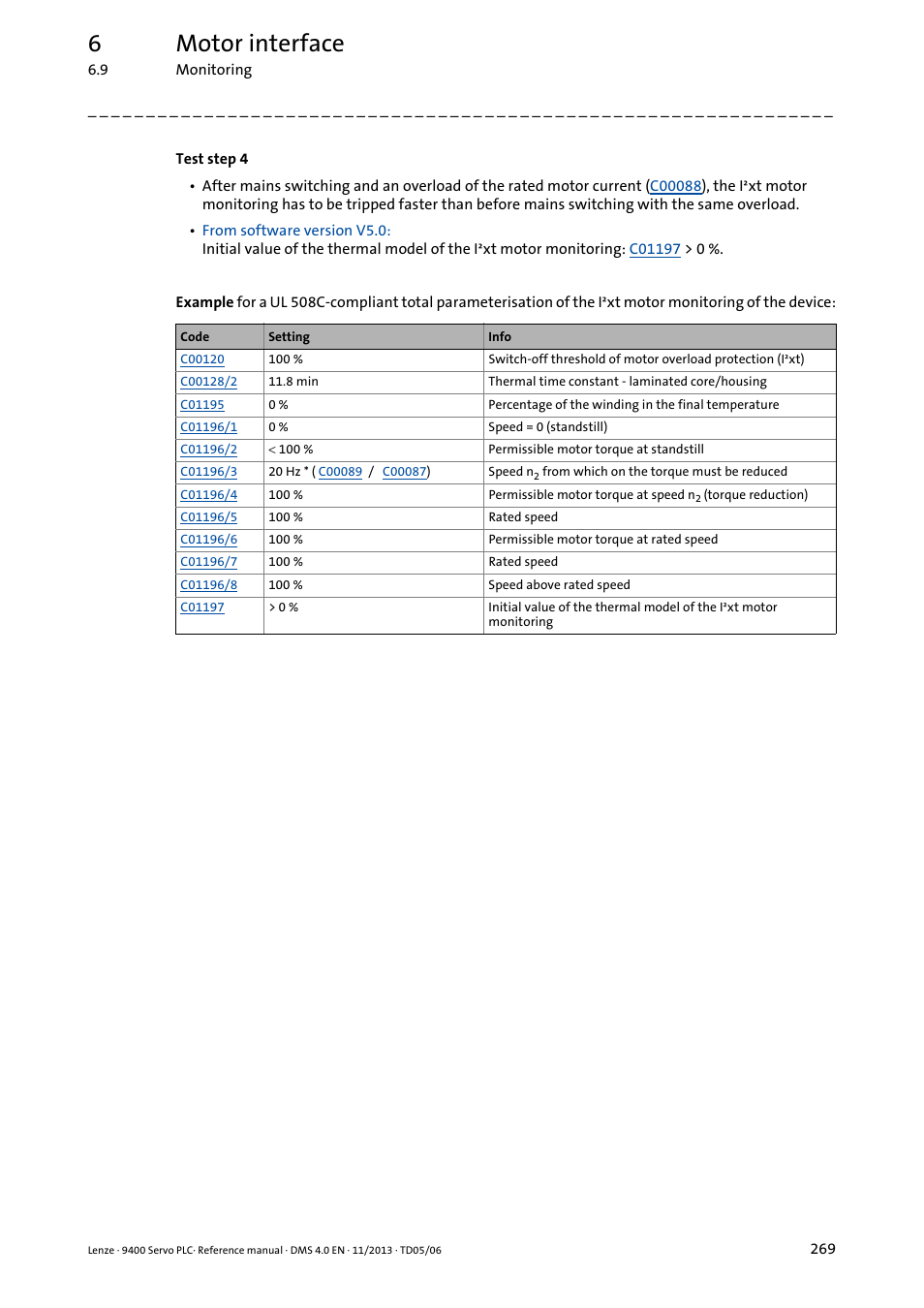 6motor interface | Lenze E94AxPExxxx User Manual | Page 269 / 976