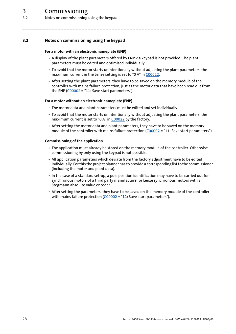 2 notes on commissioning using the keypad, Notes on commissioning using the keypad, 3commissioning | Lenze E94AxPExxxx User Manual | Page 28 / 976