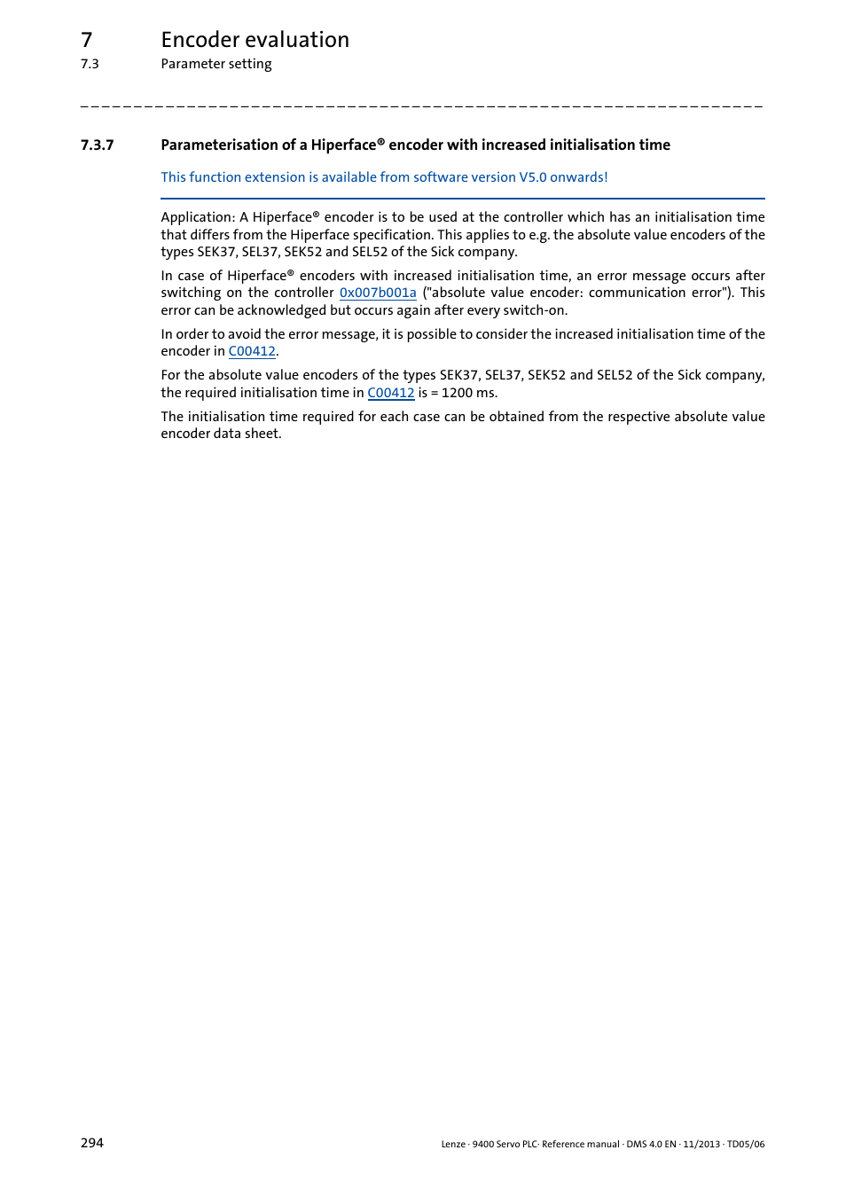7encoder evaluation | Lenze E94AxPExxxx User Manual | Page 294 / 976