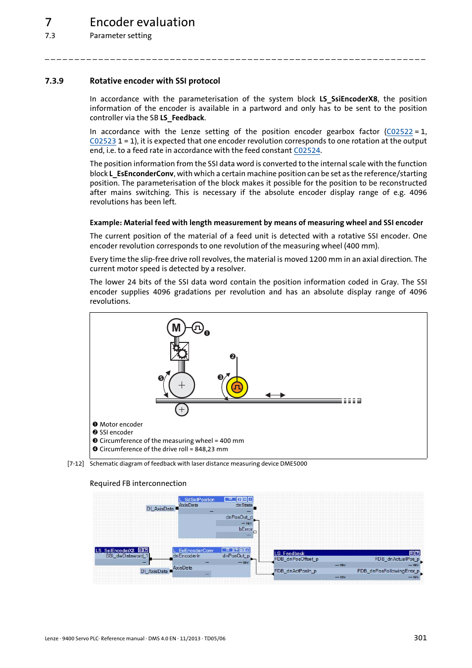 9 rotative encoder with ssi protocol, Rotative encoder with ssi protocol, 7encoder evaluation | Lenze E94AxPExxxx User Manual | Page 301 / 976