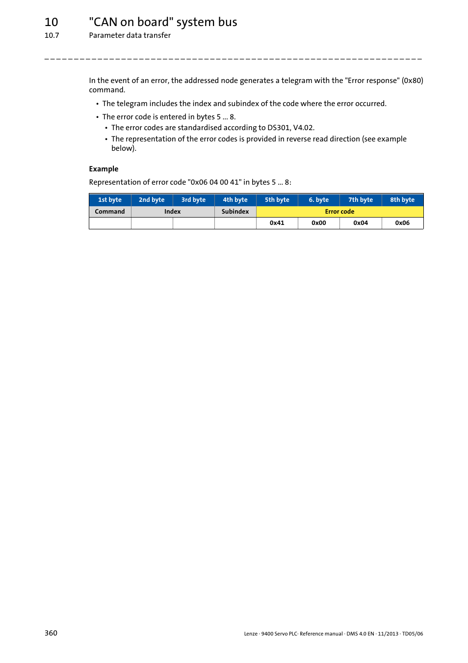 10 "can on board" system bus | Lenze E94AxPExxxx User Manual | Page 360 / 976