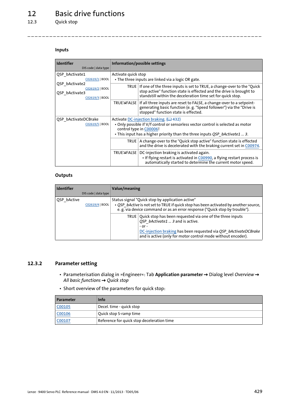 2 parameter setting, 12 basic drive functions | Lenze E94AxPExxxx User Manual | Page 429 / 976