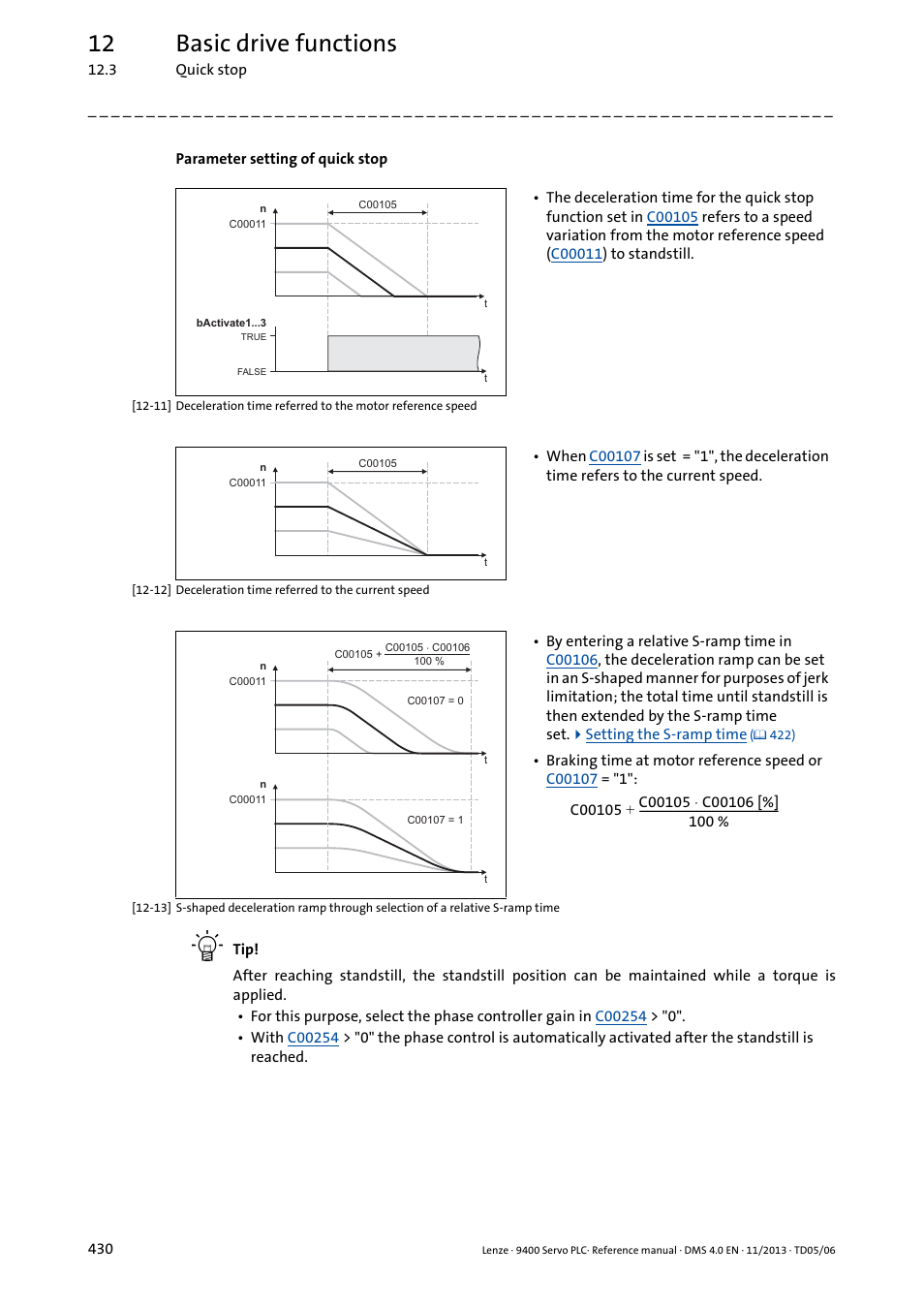 12 basic drive functions | Lenze E94AxPExxxx User Manual | Page 430 / 976